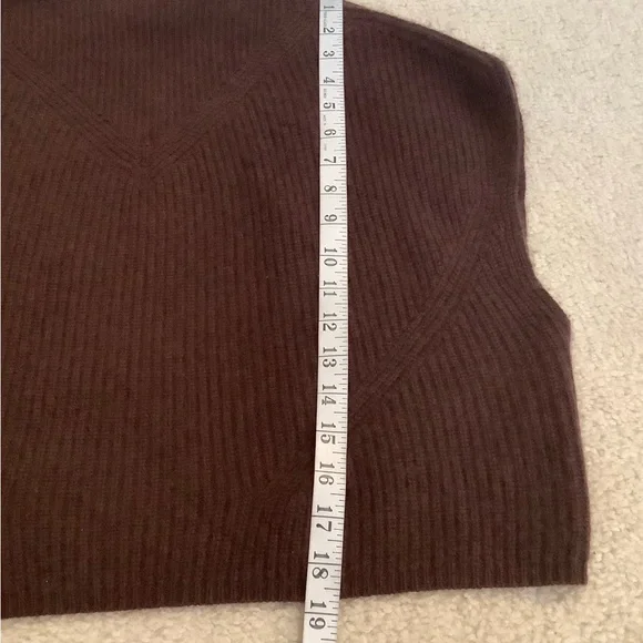 Anthropologie The Enzo Cashmere Poncho Sweater Vest XS Petite Chocolate Brown - Picture 9 of 13